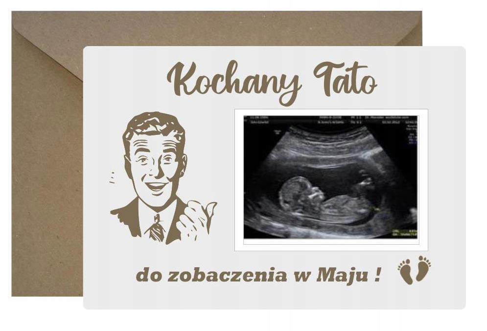 Informacja o ciąży Zostaniesz Tatą ze zdjęciem Usg grawer *
