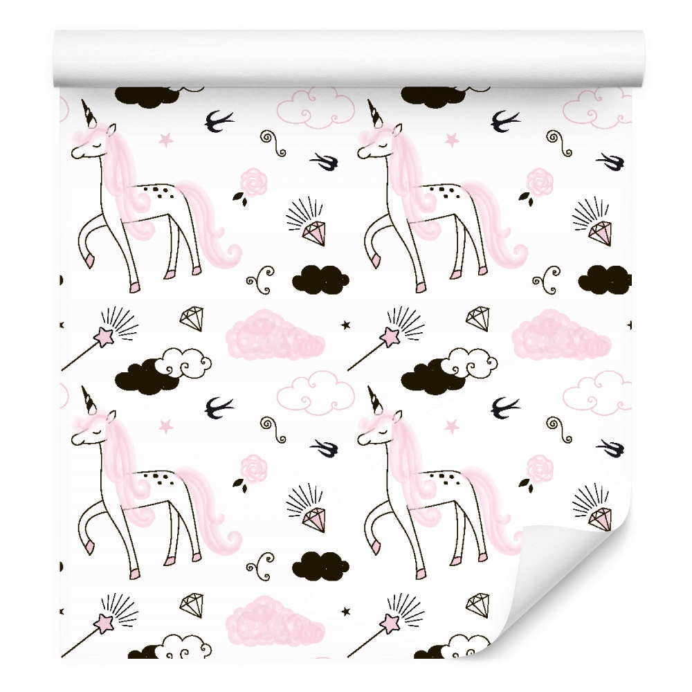 Tapeta pro dívky jednorožci obláčky diamanty