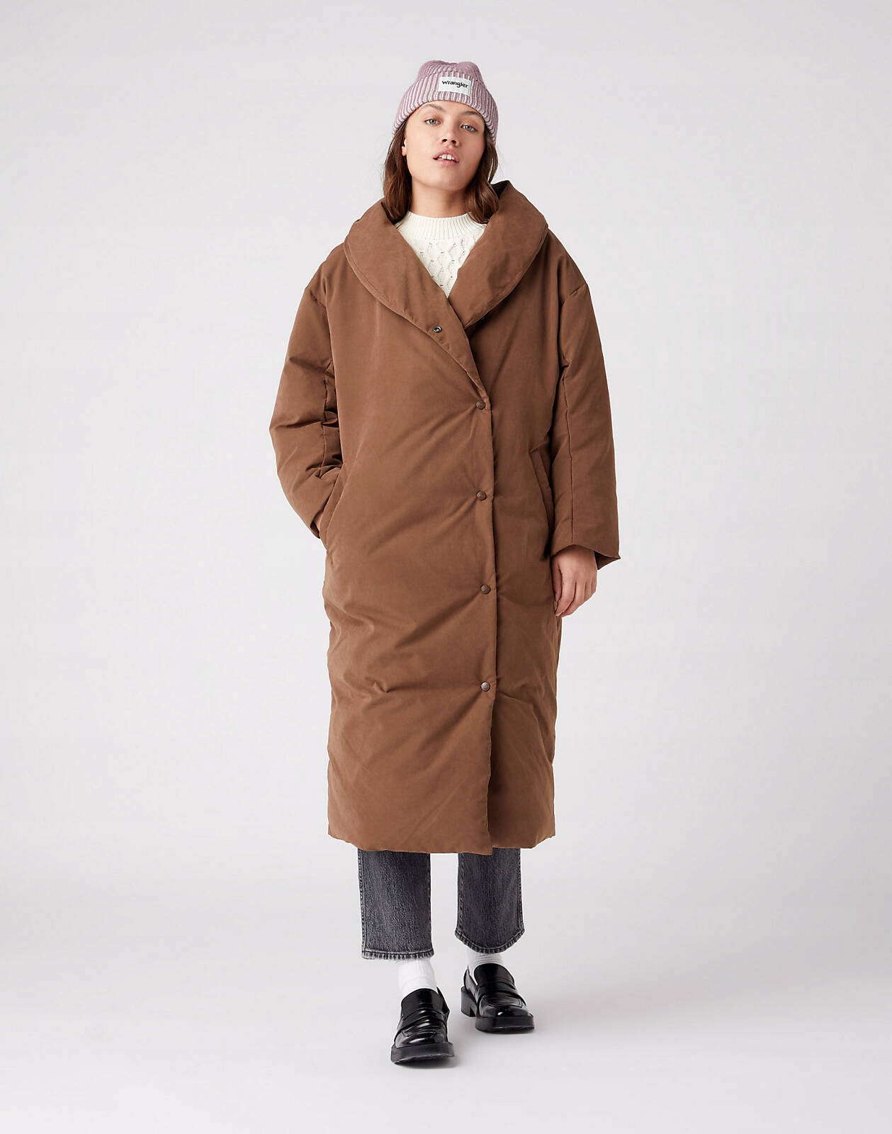 Dámská péřová bunda Wrangler Duvet Puffer Brown W4T7XFXEP M