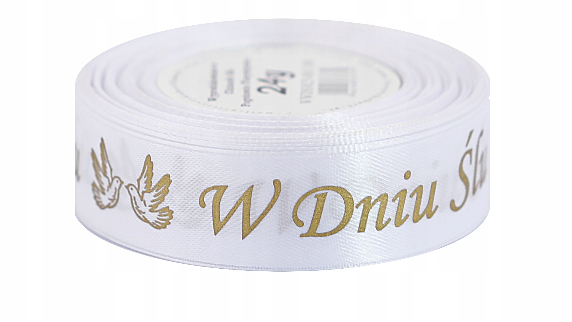 

Wstążka atłasowa metal W Dniu Ślubu 25mm/22mb 2kol