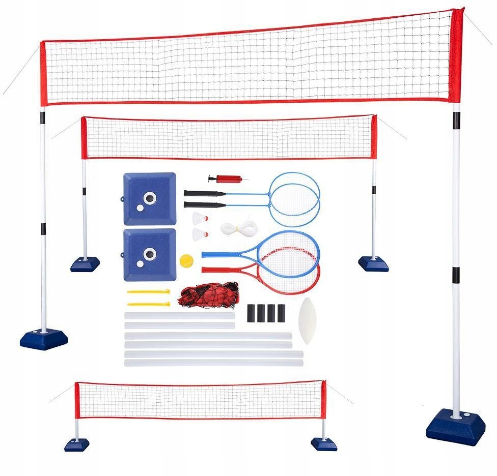Siatka Do Gry W Badmintona Siatkówki Tenisa 3w1 Rakietki Lotki Piłka