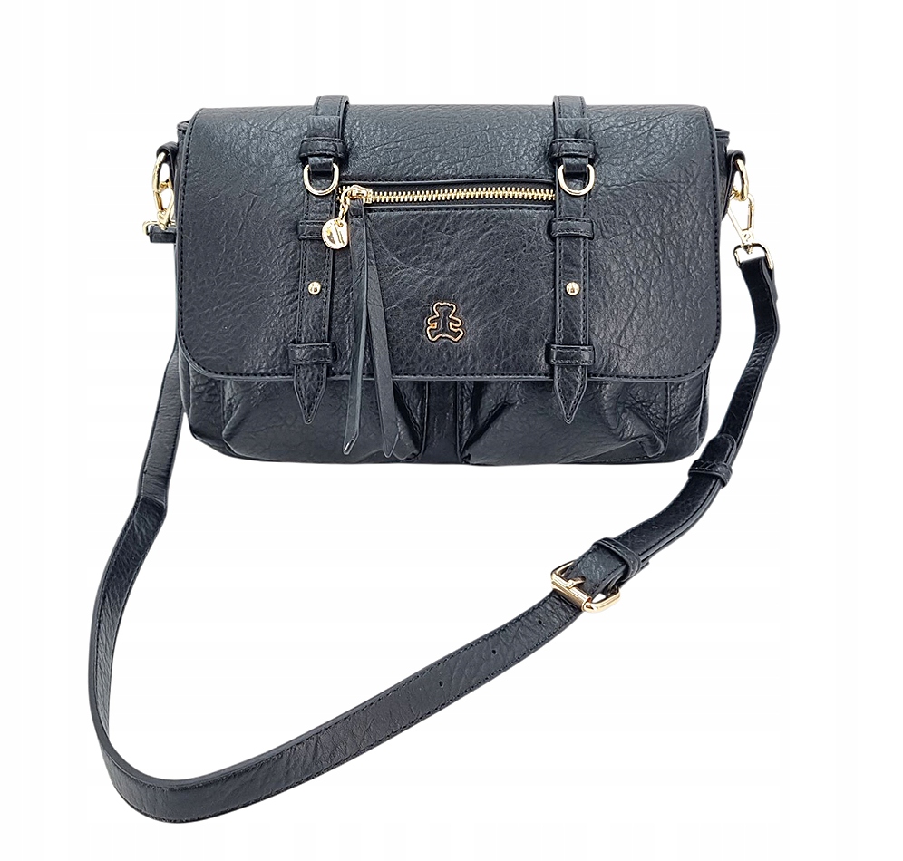 Černá prostorná kabelka přes rameno kabelka s klopou Lulu Castagnette