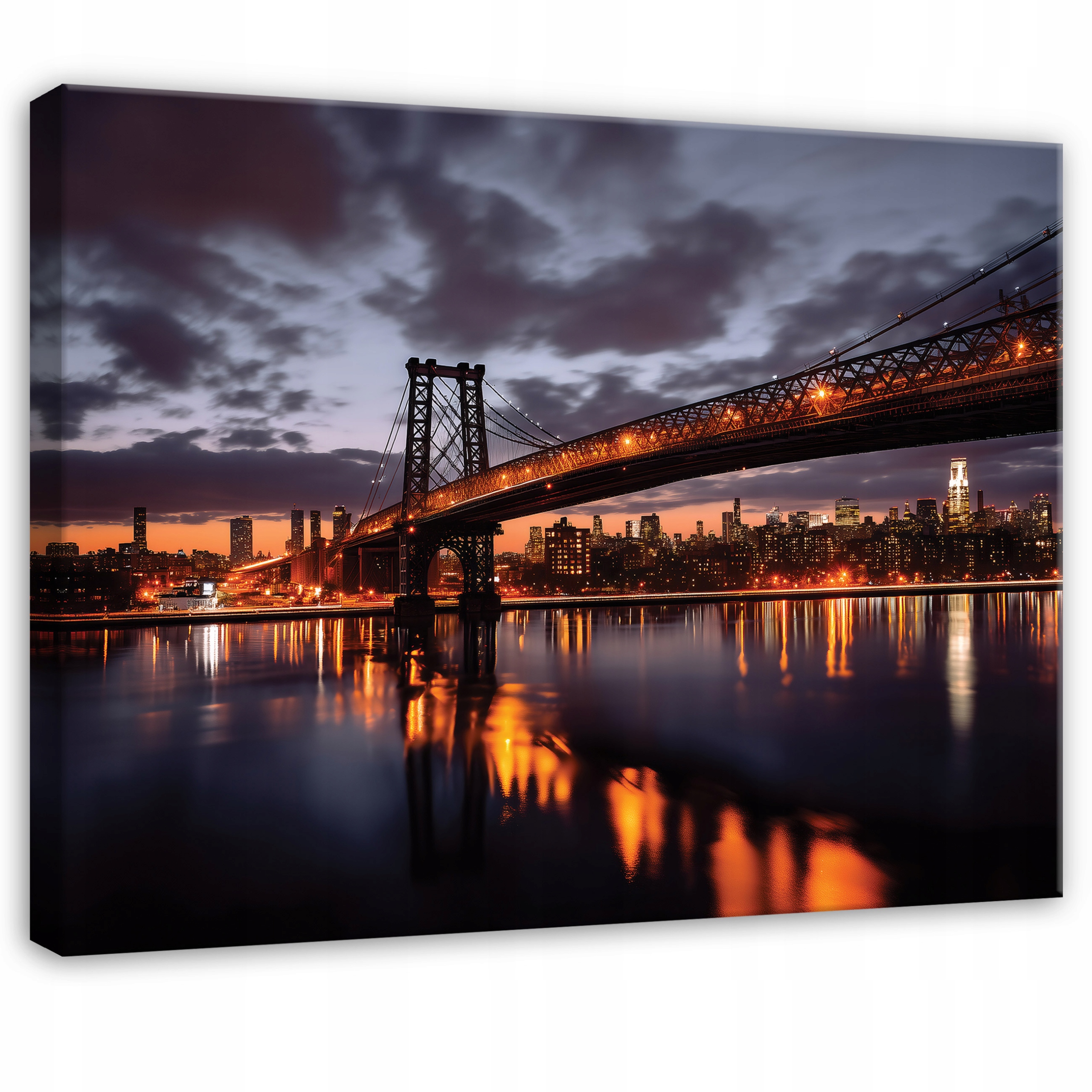Moderní Dekorativní Obraz Most Město Noc Tištěný Na Plátně 100x70