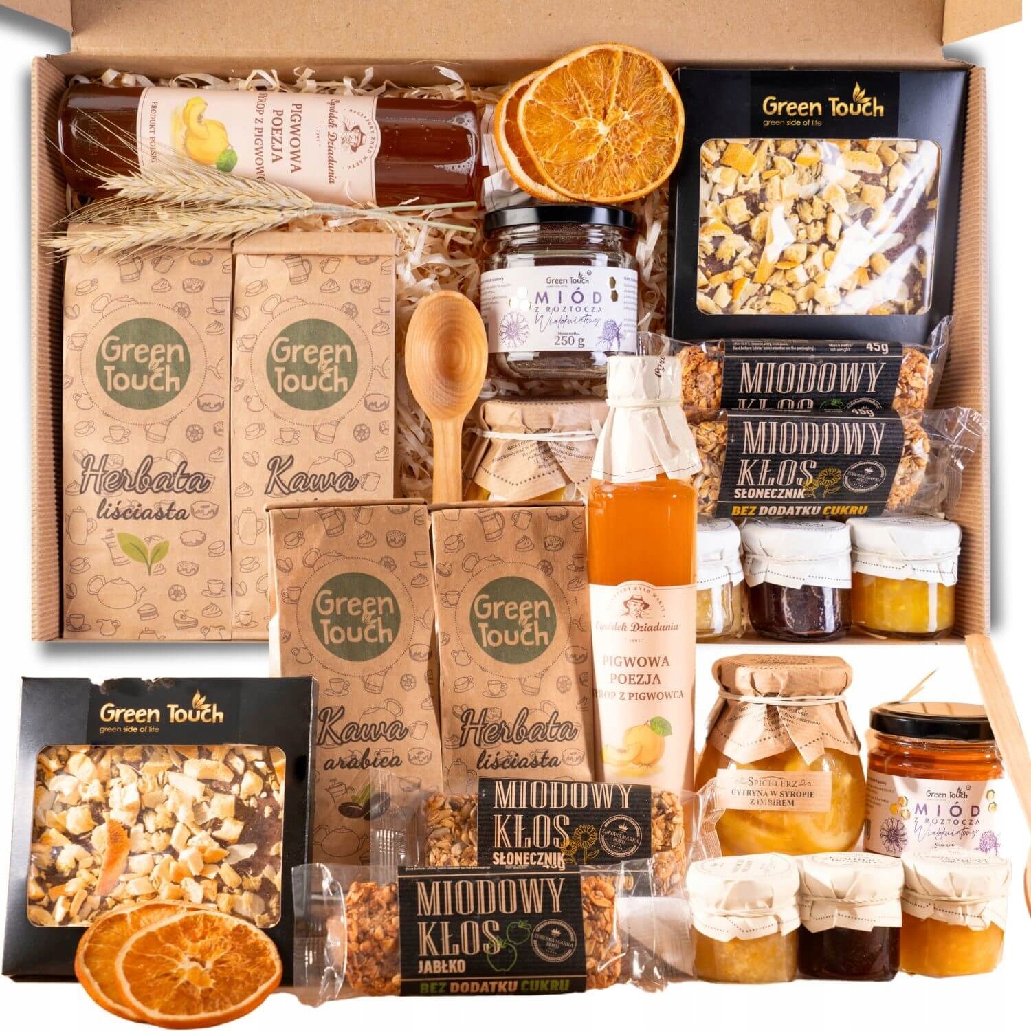 Levně Dárková Sada Velký Koš Box Polský Čaj Káva Med Citronový Sirup
