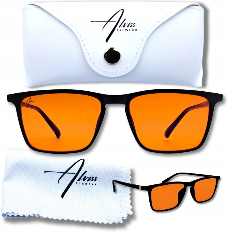 OKULARY BLOKUJĄCE NIEBIESKIE ŚWIATŁO 99% ALVISS OKULARY DO KOMPUTERA ETUI