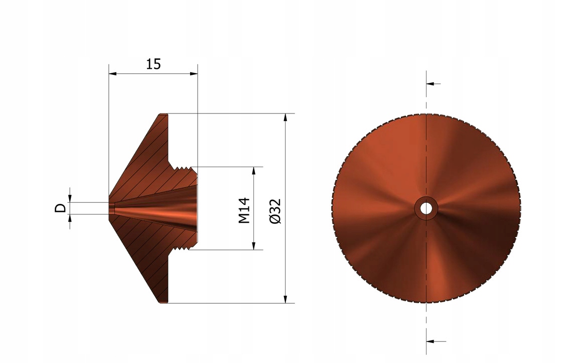 Dysza pojedyncza 1.2 mm M14 Raytools 120GJT0512 Marka inny