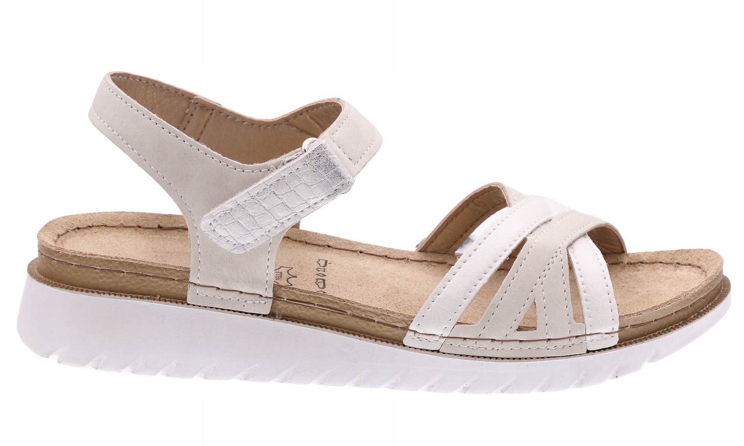 SANDAŁY DAMSKIE INBLU CN41 SKÓRA EKO SKÓRZANA WKŁADKA NA RZEP BIAŁE 37 Marka Inblu