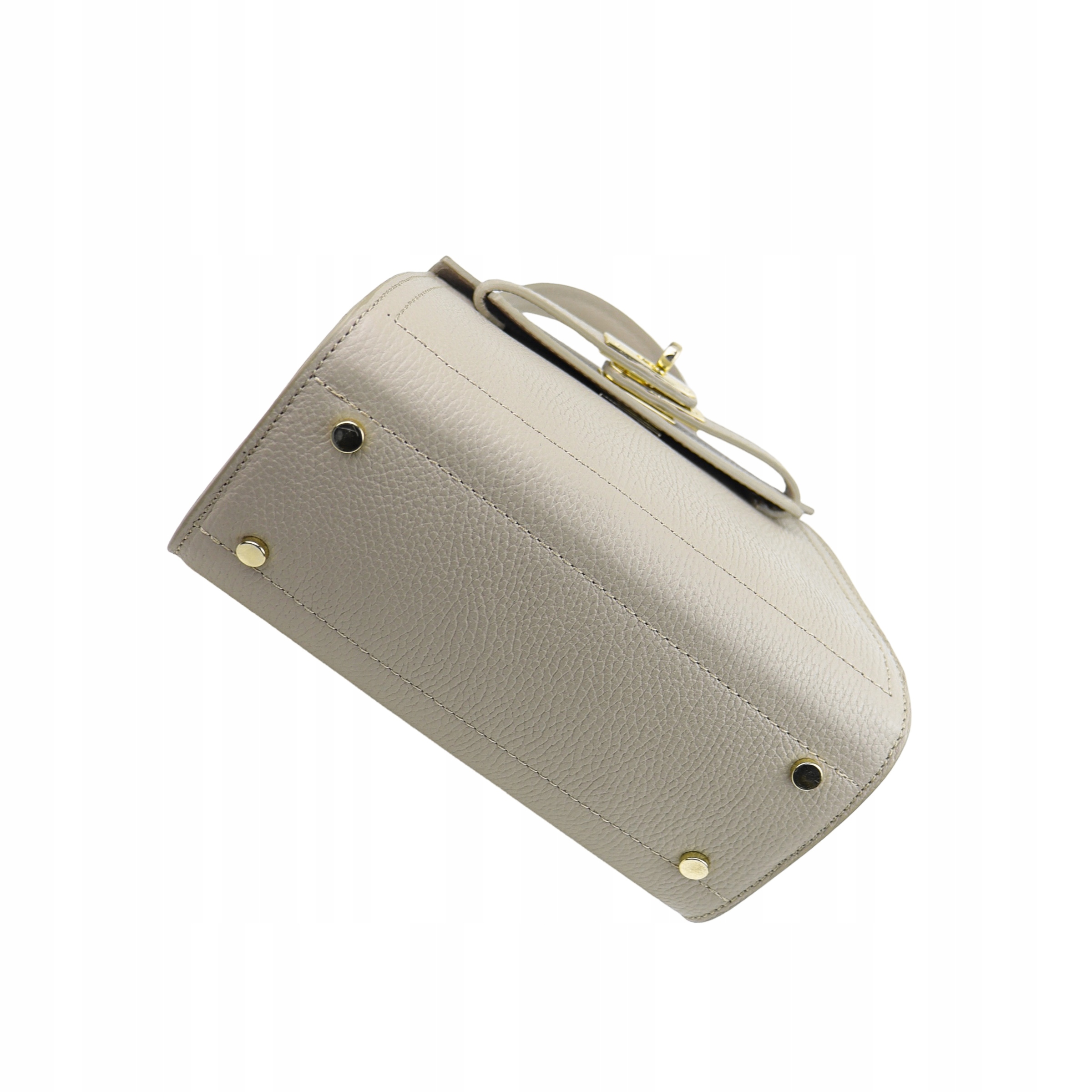 Torebka Skóra naturalna Bożena Beżowa Wysokość 19 cm