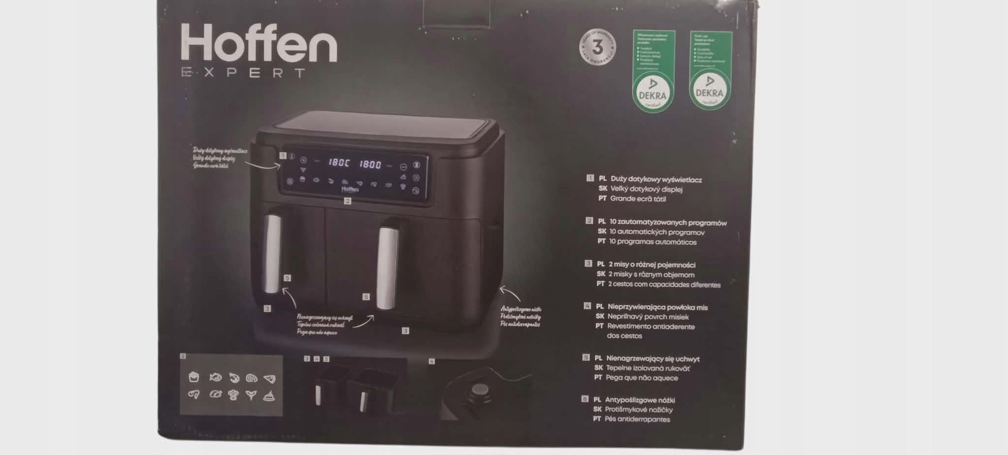 Frytkownica beztłuszczowa Hoffen Expert 2400W Dwukomorowa