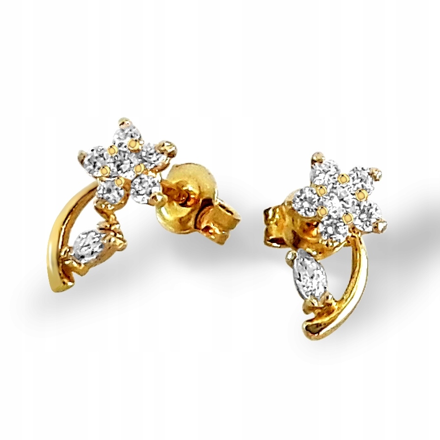 Zlaté Náušnice Květinové Šroubky Ženské Zlato 585