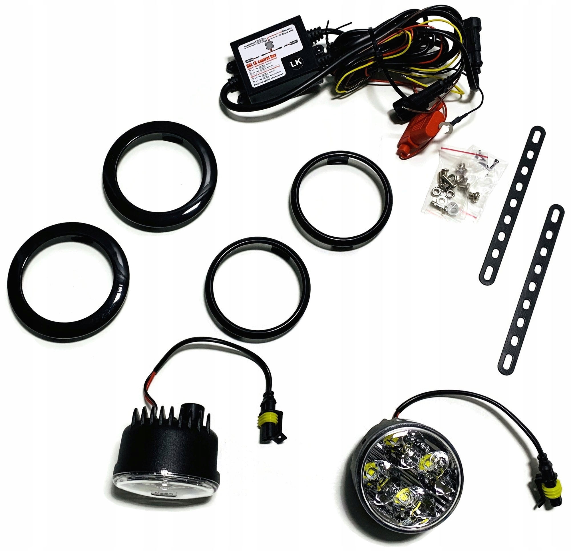 SWIATLA JAZDY DZIENNEJ 4 LED OKRAGLE 7CM 12V 24V Shape round