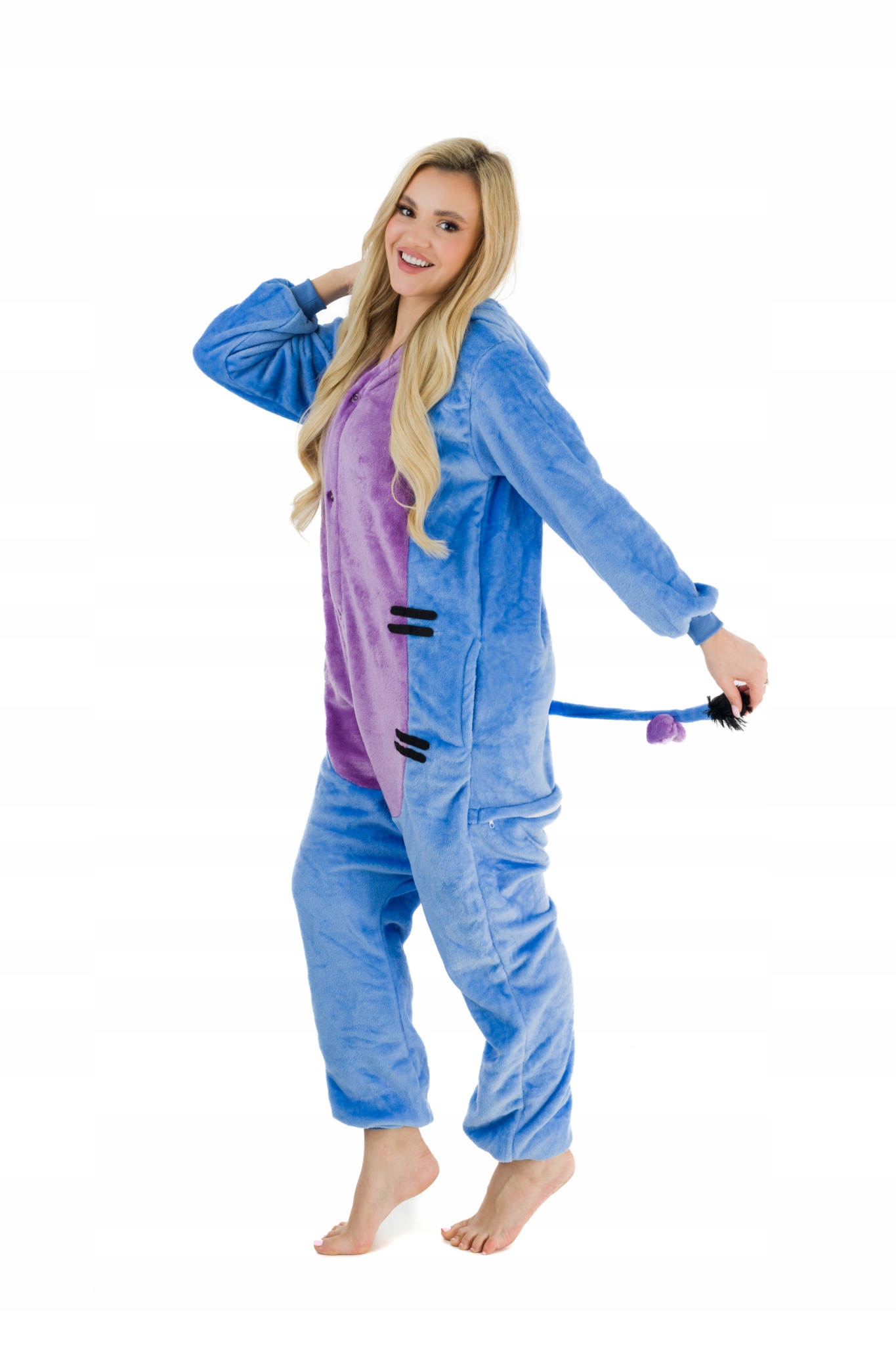 ONESIE PIŻAMA DAMSKA DRES JEDNOCZĘSCIOWY KŁAPOUCHY 158-168 [M] Model KŁAPOUCHY NIEBIESKI