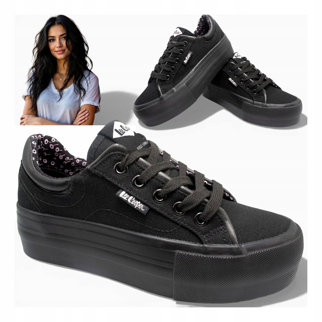 Dámské sportovní tenisky Lee Cooper Tenisky Pohodlné Černé Platforma 38