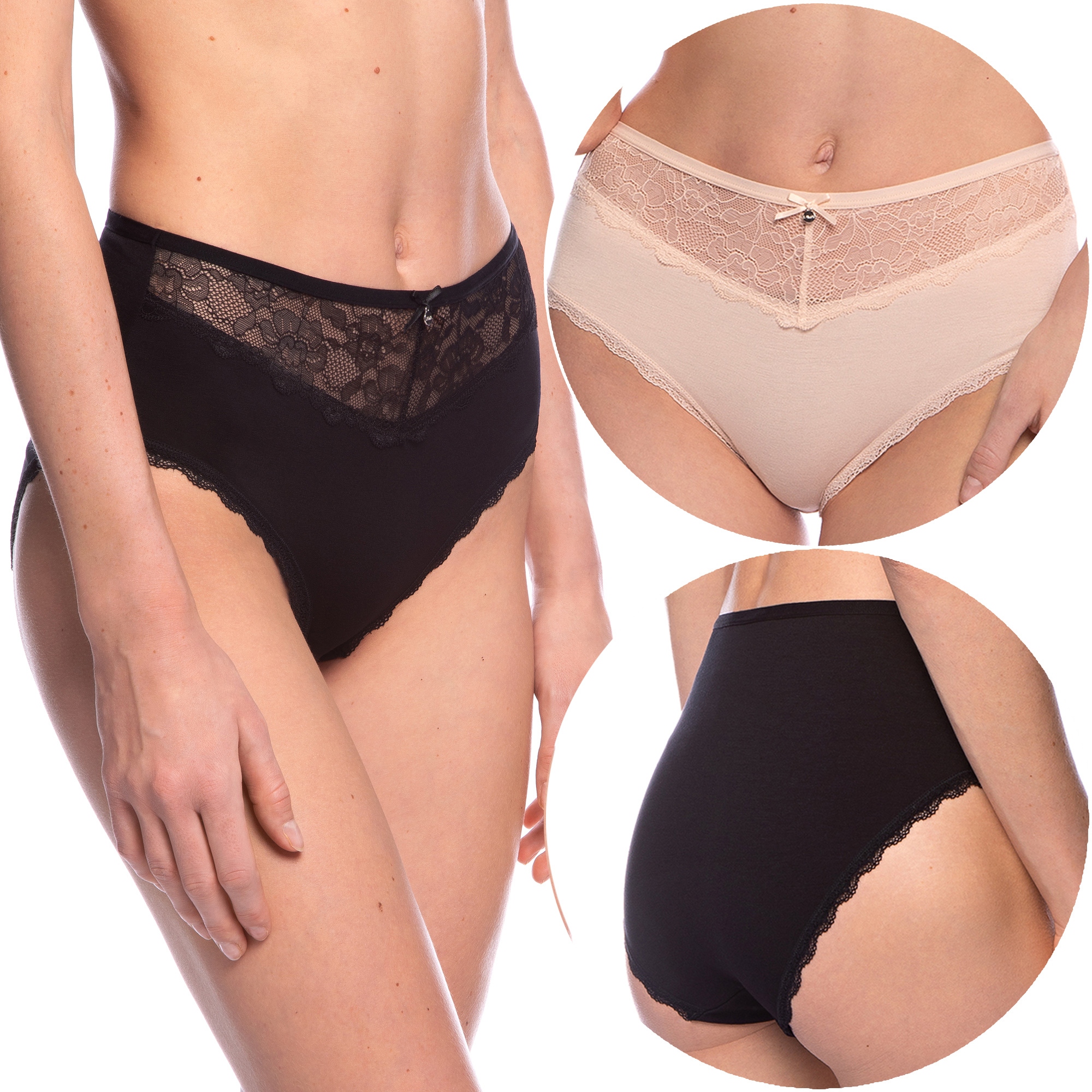 Kalhotky dámské krajkové 2 Páry Viskóza Vysoký Stav kalhotky Lama 1562MD L