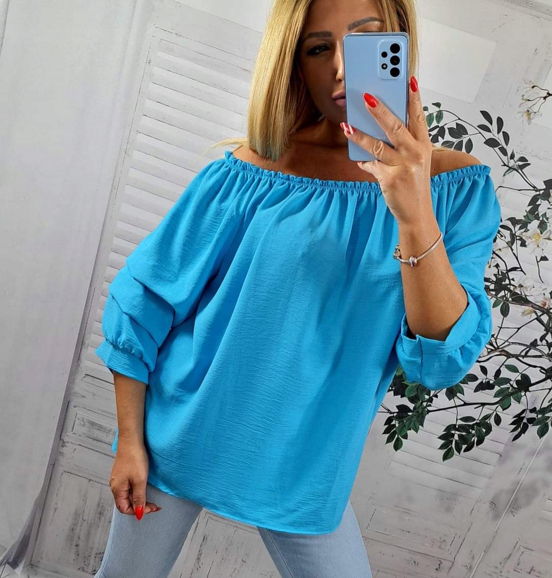 EFEKTOWNA BLUZKA Z HISZPAŃSKIM RĘKAWEM roz.48 Marka inna