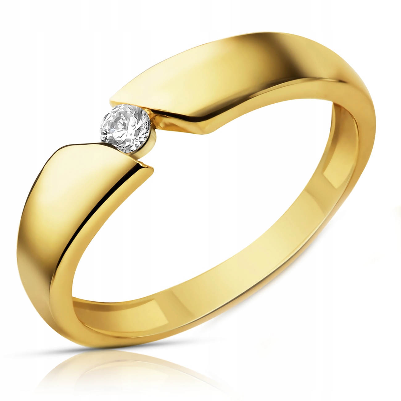 Złoty Pierścionek Zaręczynowy 333 8K Cyrkonia r12