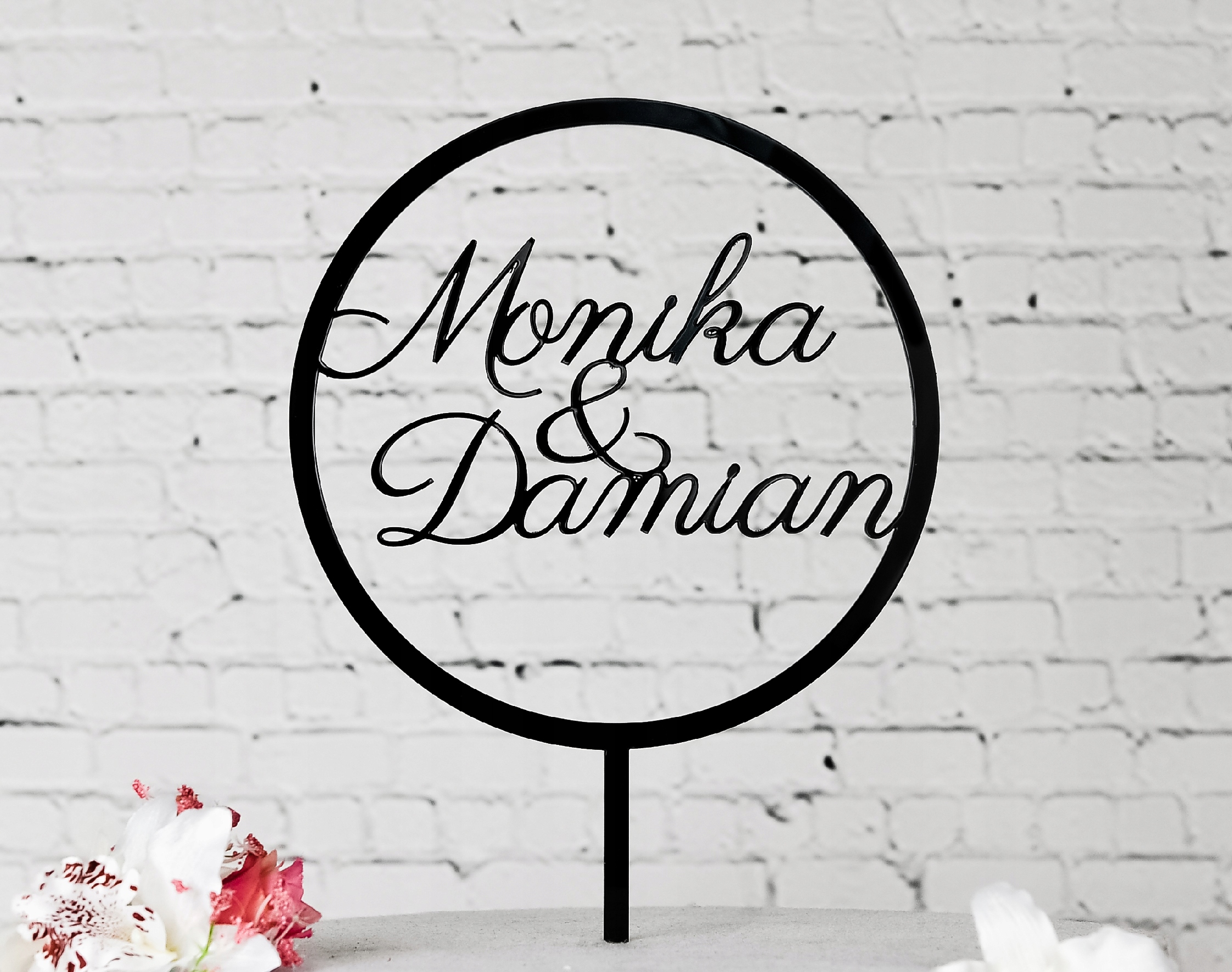 Topper TŚC-75- Imiona Ślub Wesele Czarny Marka Dekor Laser