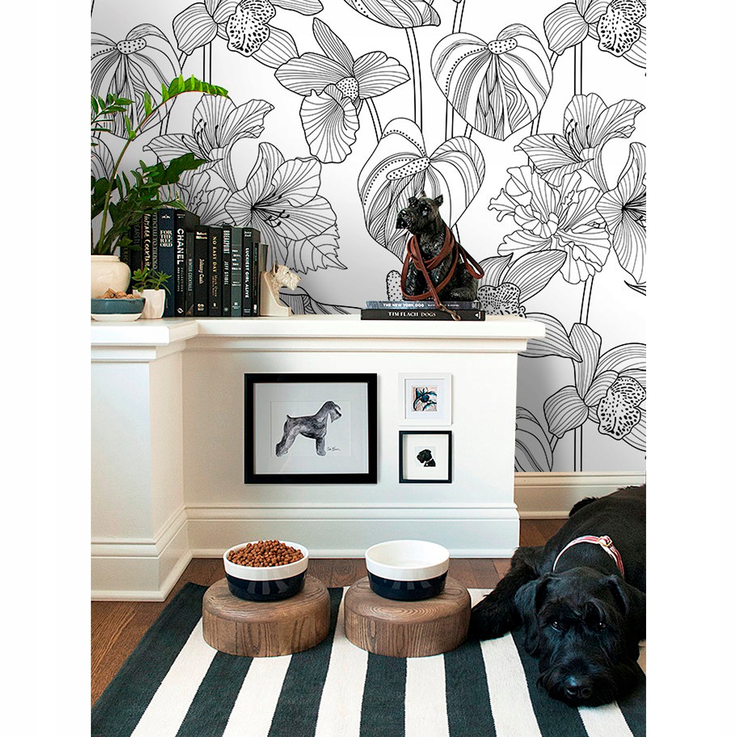 

Fototapeta flizelinowa Czarno białe kwiaty 104x70