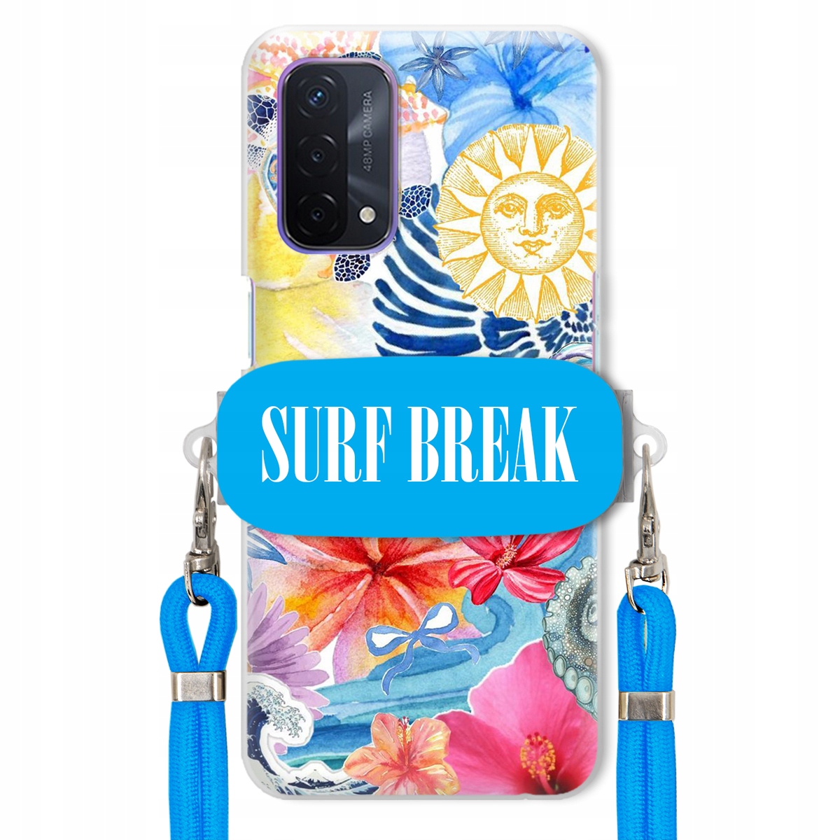 Puzdro pre Oppo A54 5G Modré Crossbody vodítko držiak Surf Break Lata