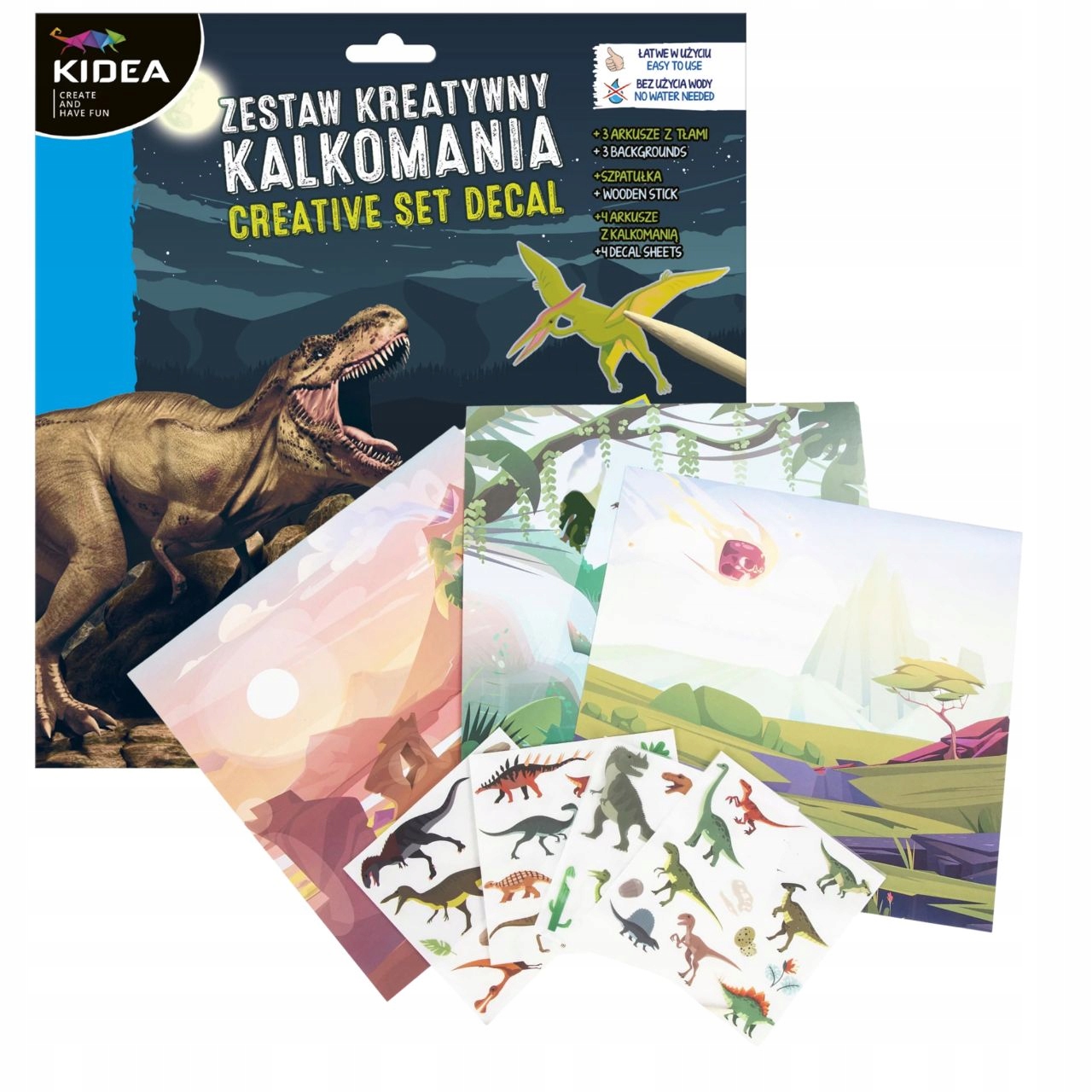 

Zestaw kreatywny Kalkomania A Kidea Dinozaury