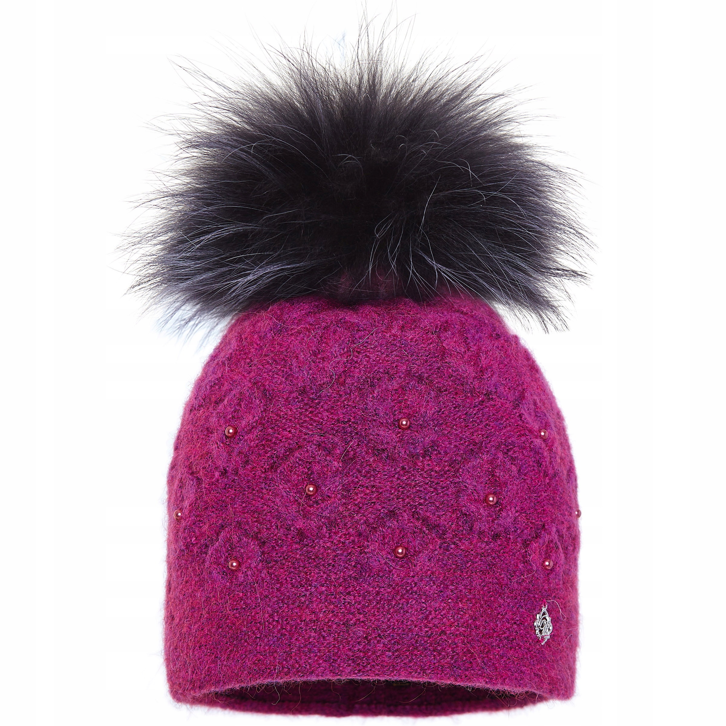 Čepice s přírodním jenotem Fuchsia s perličkami