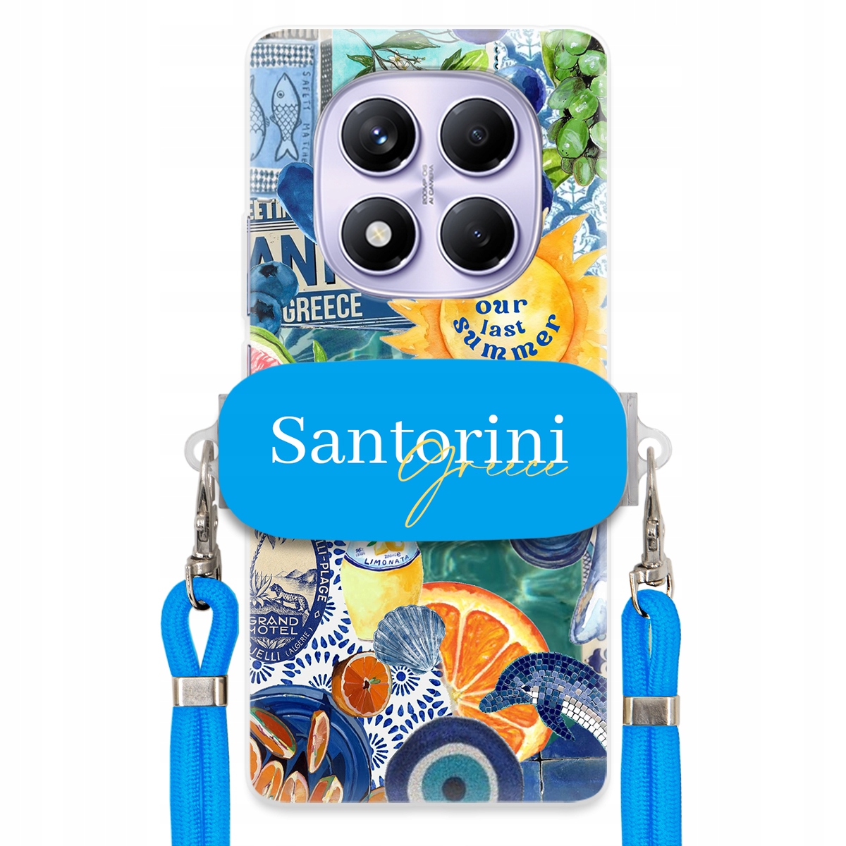 Puzdro pre Xiaomi Redmi Note 14 Pro 5G Vodítko Crossbody Blue Držiak Santorini