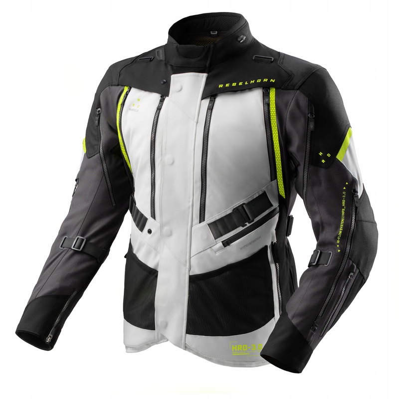 Textilná Motocyklová Bunda Rebelhorn Hardy 3.0 Black Light Grey Fluo 2XL