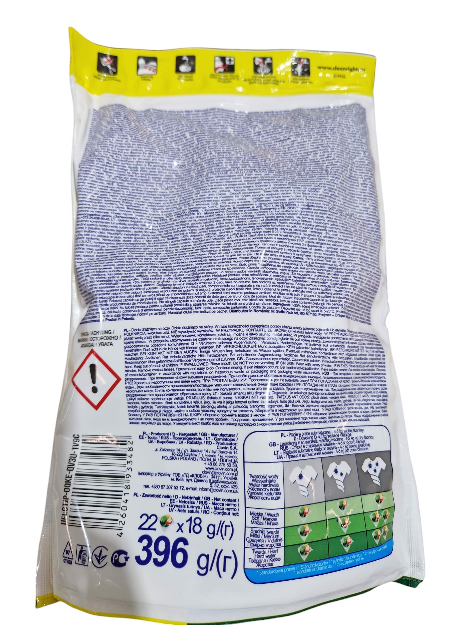 Clovin kapsle na praní Purox Color White 22 ks