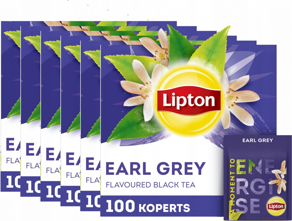Herbata Earl Grey czarna w kopertach Lipton Classic 100szt x6