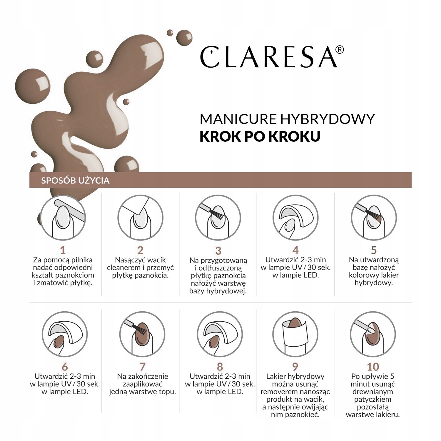 CLARESA BEŻOWY LAKIER HYBRYDOWY NUDE 116 5ml Kolor Odcienie brązu i beżu