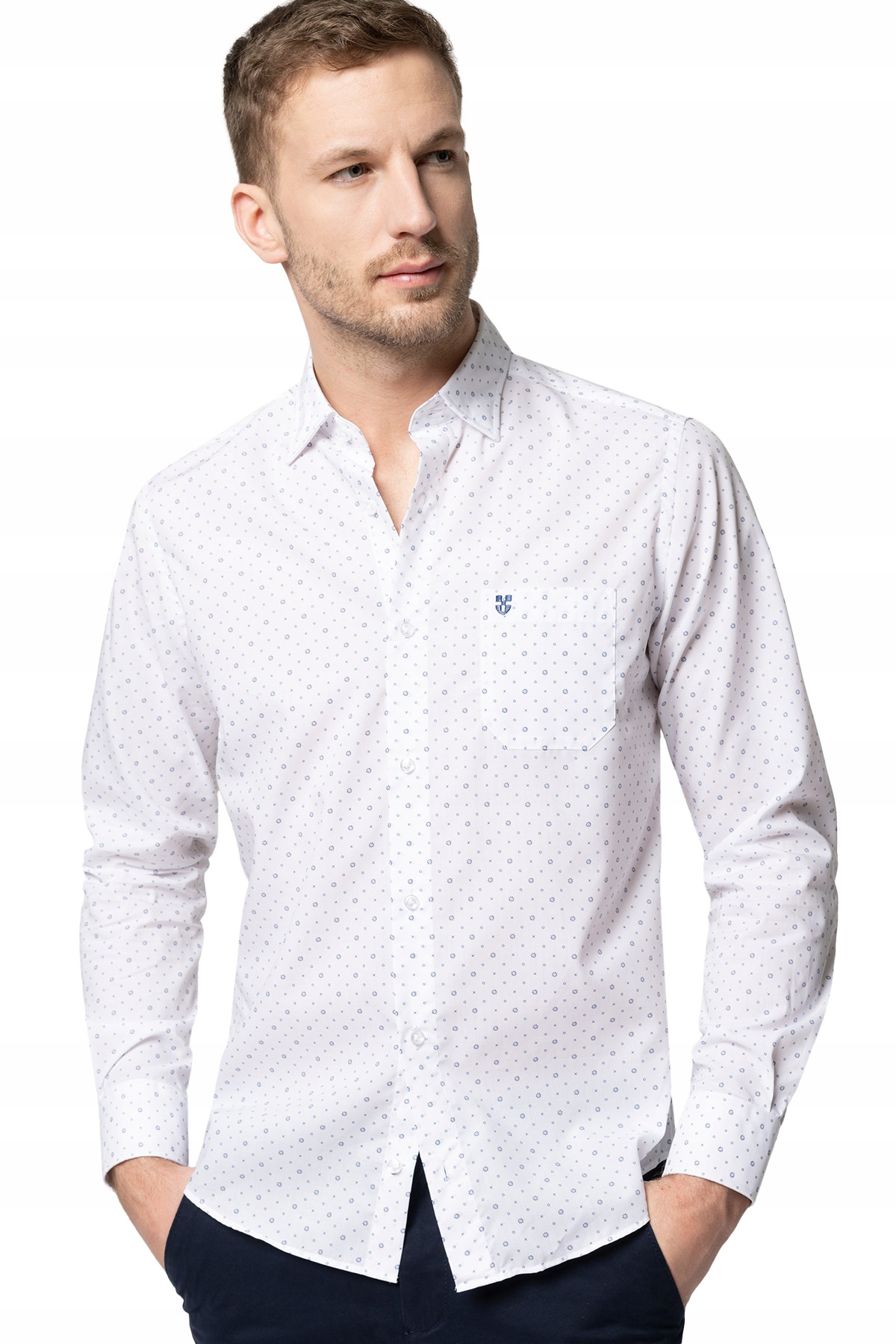 Koszula Męska Biała Mikrowzór Próchnik PM18 M