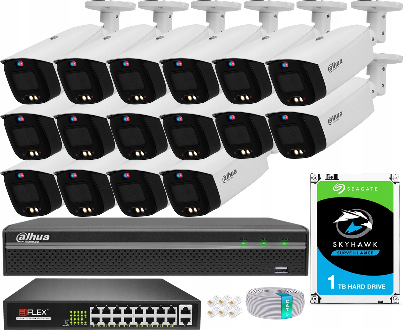 8Mpx monitorovací sada TiOC 16 Ip kamer Dahua Smart Dual Light Den/Noc