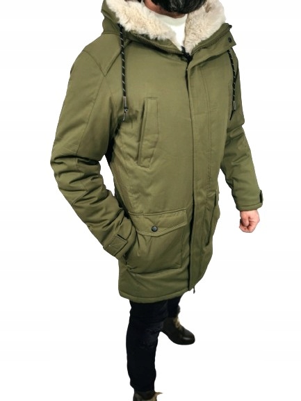 Pánská khaki teplá parka bunda ErnestoMen velikost L