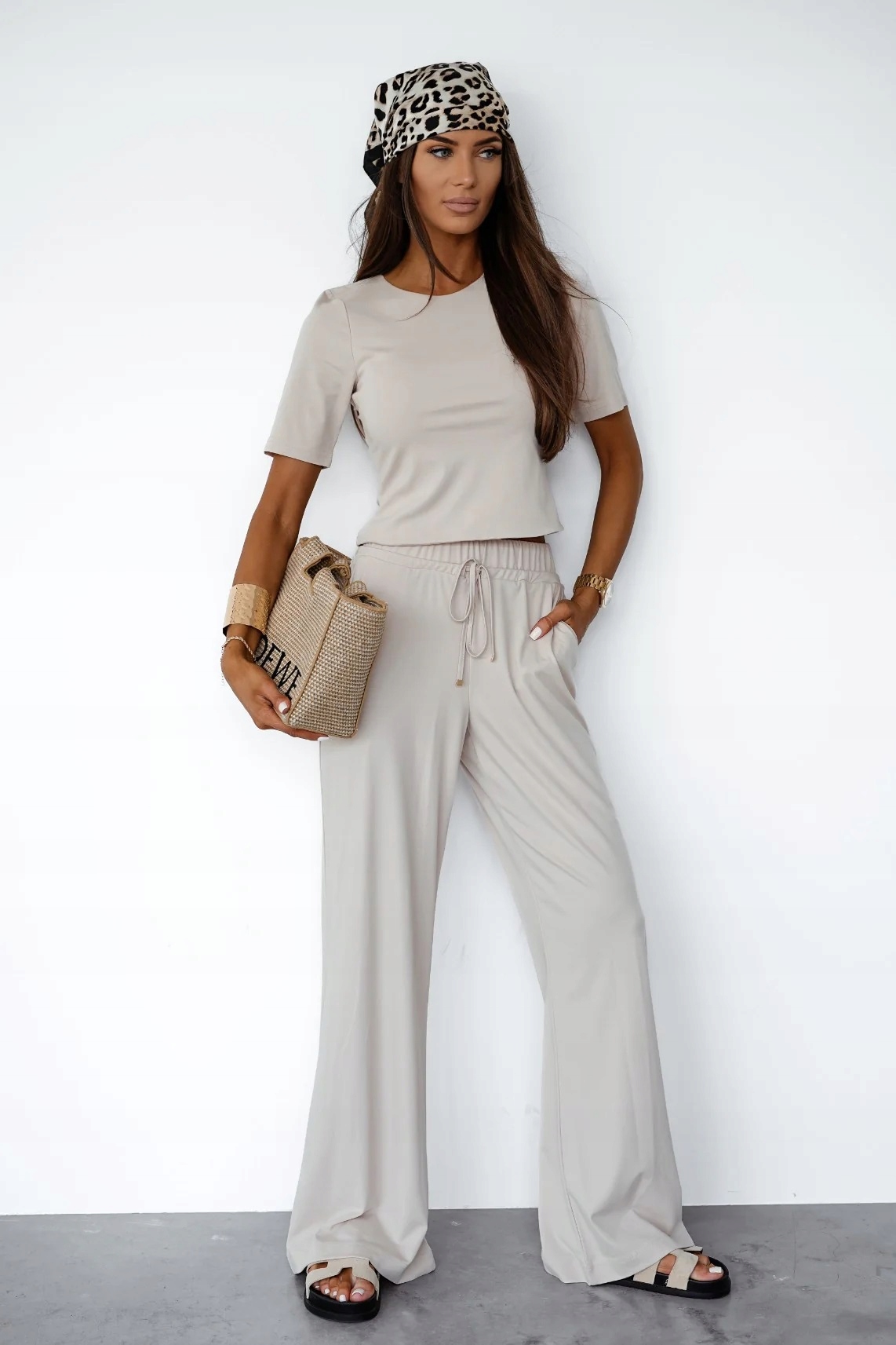 Komplet Halenka Kalhoty S Rovnou Nohavicí Dallas Béžová Labalancia S/36