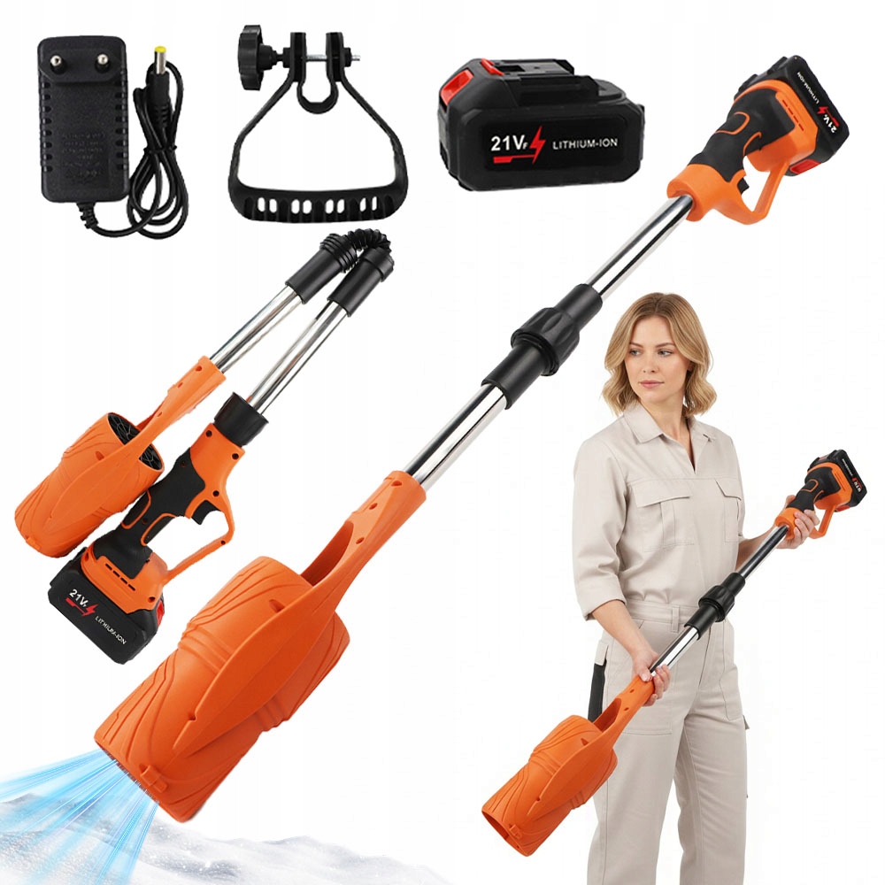 Foukač 21V zahradní na sněhové listy, sada aku nabíječka