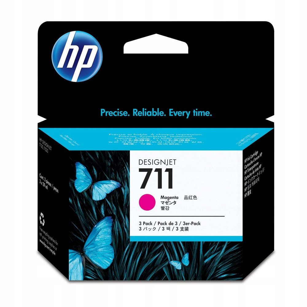 Hp inkoustová kazeta 711 purpurová CZ135A originál 3-pack