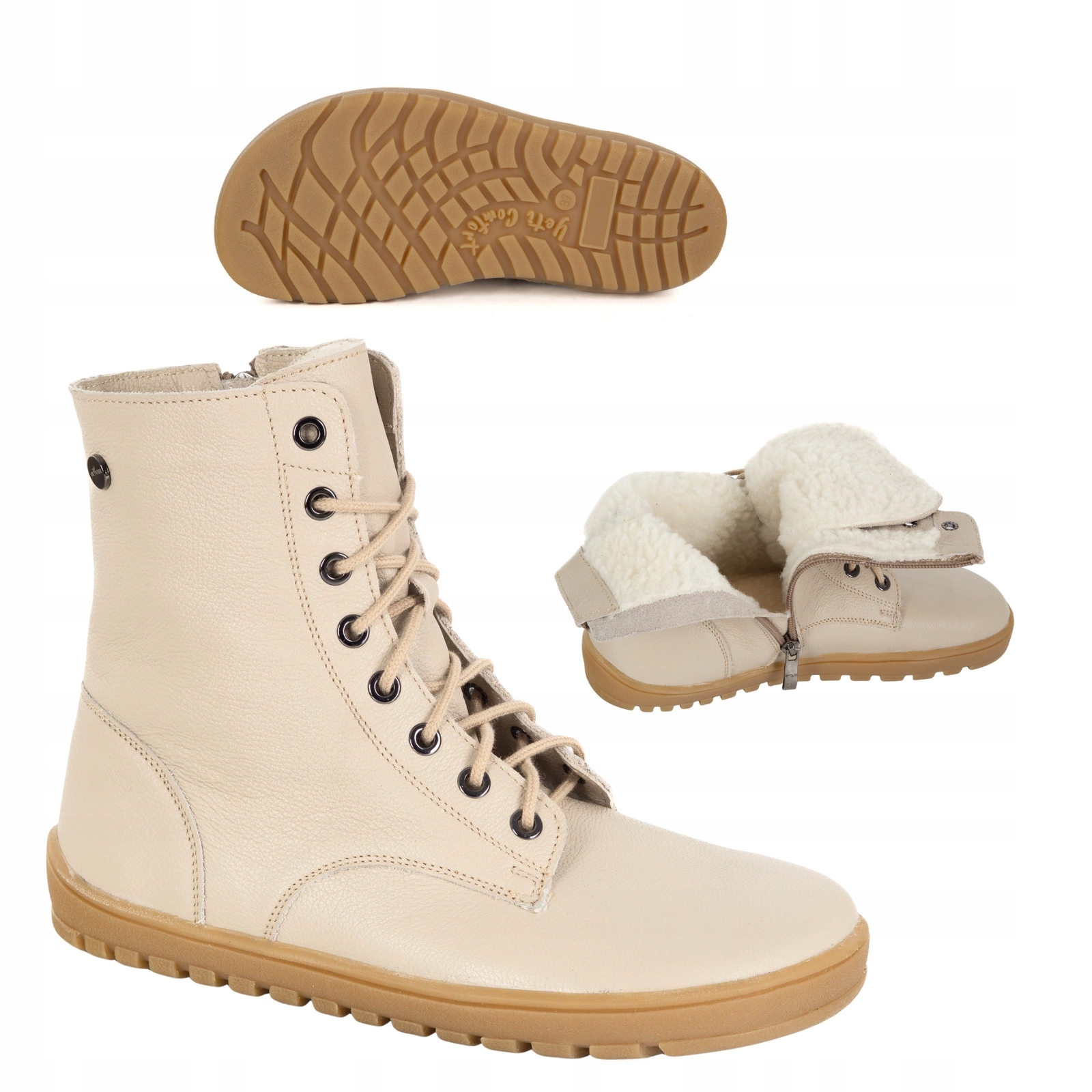 Dámské kotníkové boty 1799 Pol béžové barvy s lícovou srstí 37