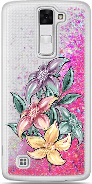 

Etui płynny brokat Kwiaty do Lg K8