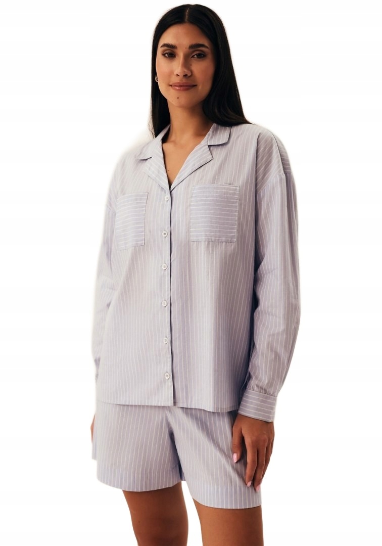 Dámské pruhované pyžamo Henderson Ladies 42782 Nanda dl/r S pale blue mda