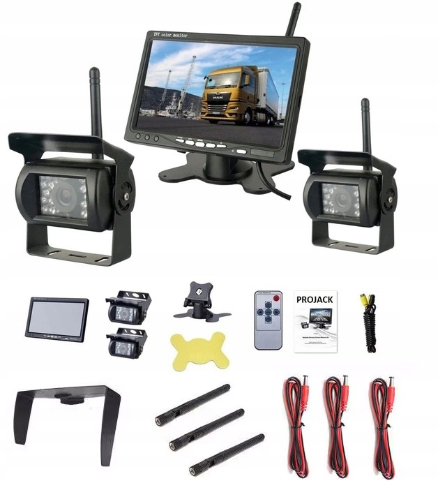 MONITOR 7 CALI 2X KAMERA COFANIA WIFI BUS TIR LED TRYB NOCNY DO 30 METRÓW Marka Projack