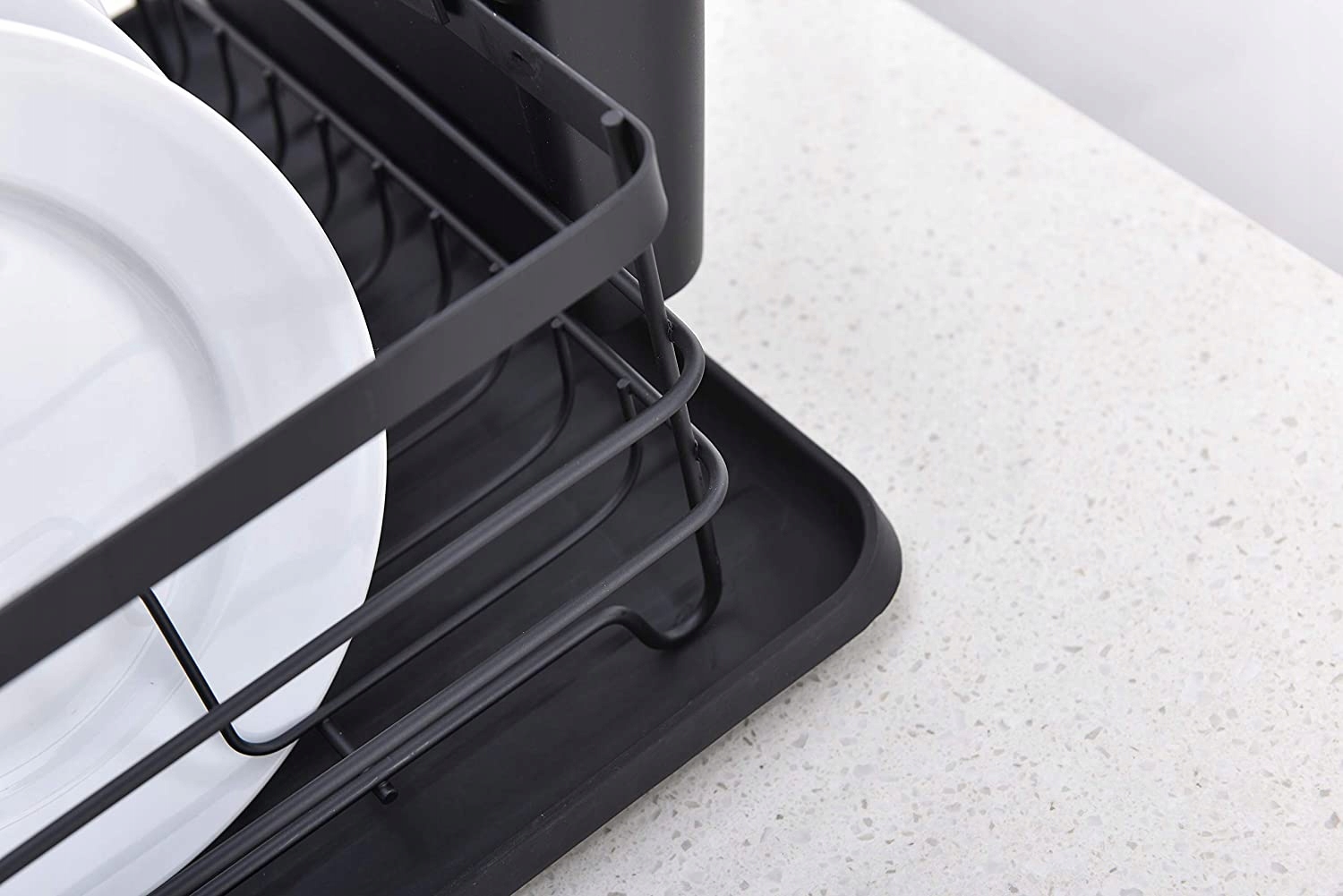 SUSZARKA DO NACZYŃ STOJĄCA CZARNA METALOWA OCIEKACZ NA NACZYNIA Długość (cm) 44.5 cm