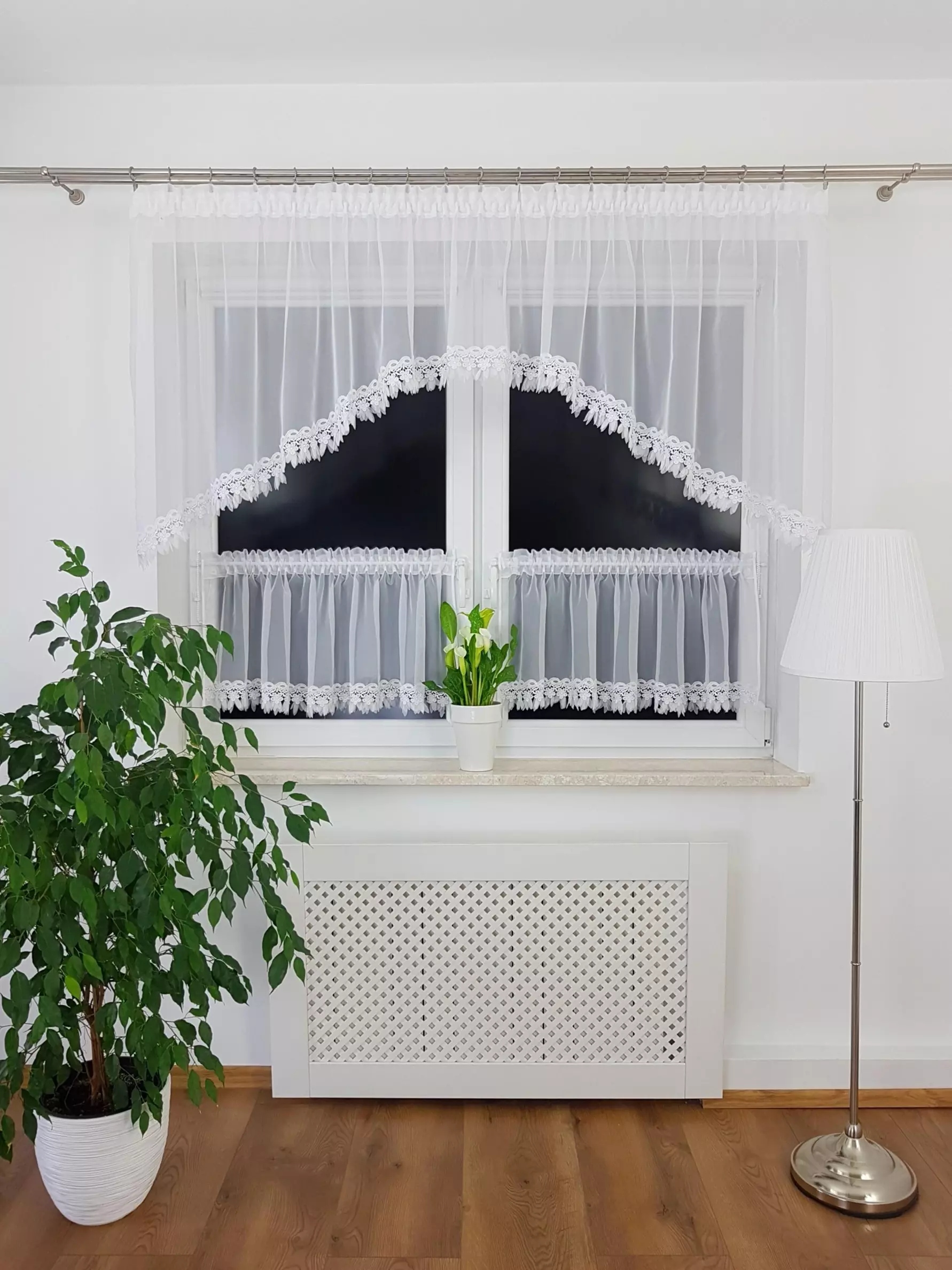 Firana Z Zazdrostkami Firanki Do Kuchni Zazdrostka Z Gipiurą Biała Taśma