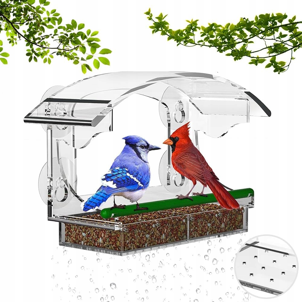 Levně Krmítko Pro Ptáky Na Parapet S Přísavkami Průhledný
