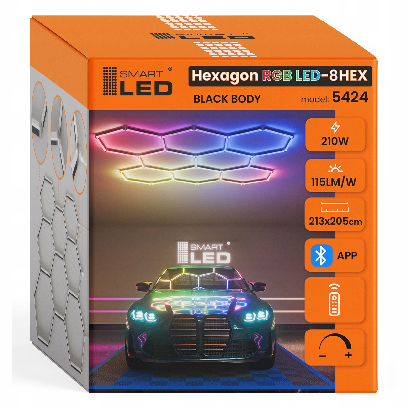 Led lampa Hexagon stropní 210 W Rgb Stropní Svítidlo do garáže kanceláře Dálkový Ovladač Aplikace