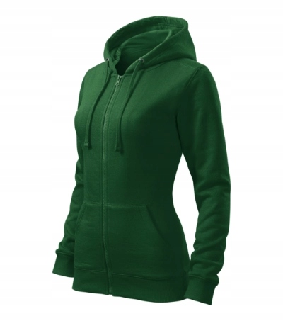 Dámska mikina Trendy Zipper rozopínateľná s kapucňou Zelená Bavlna M