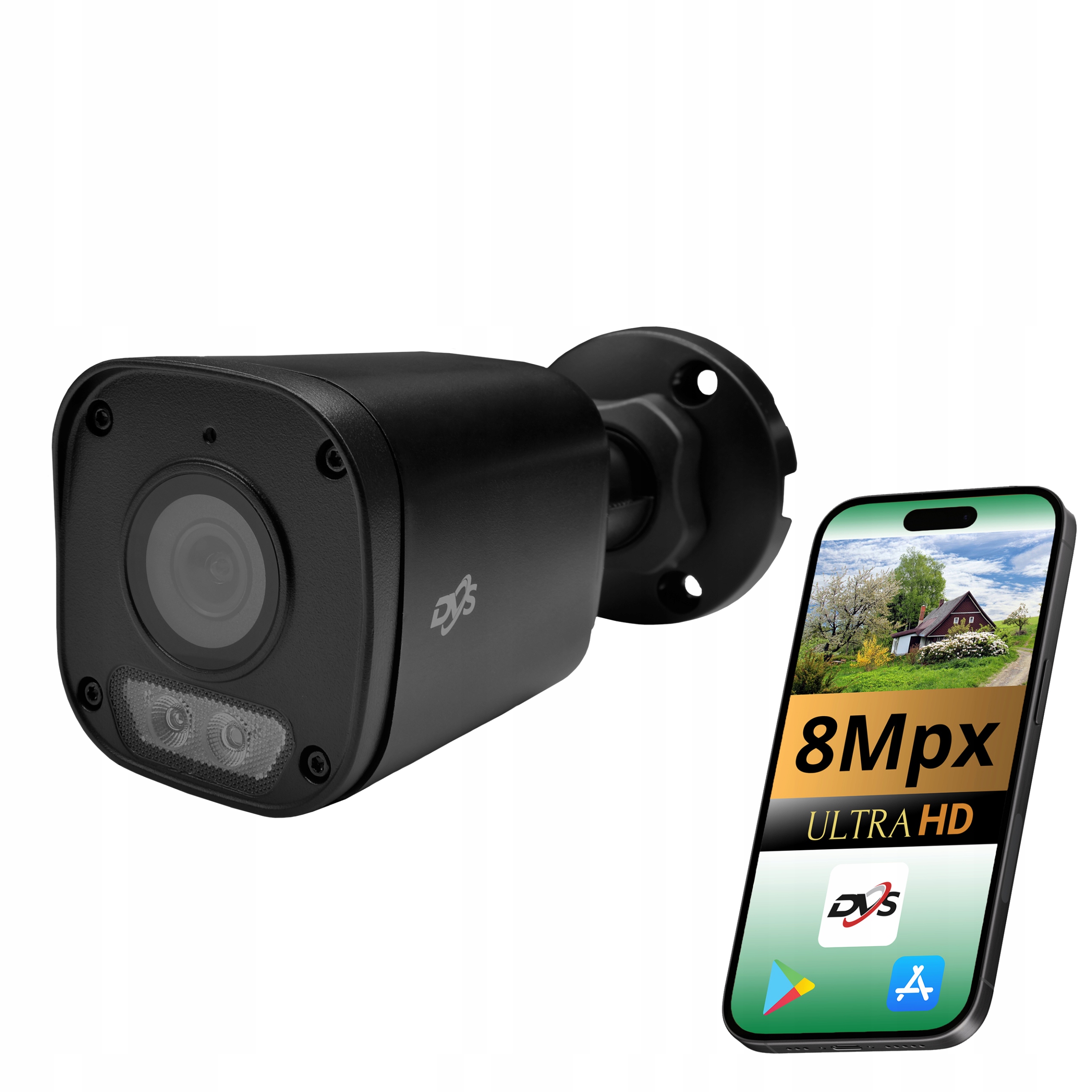 Externá Čierna Kamera Na Monitorovanie Domu 8MPX 4K Ip Poe Tuba Čierna Dvs