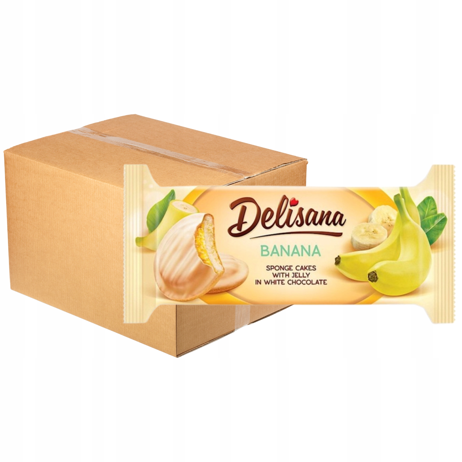Levně Delisana Sušenky s banánovým želé v bílé čokoládě 135 g x 28 kusů