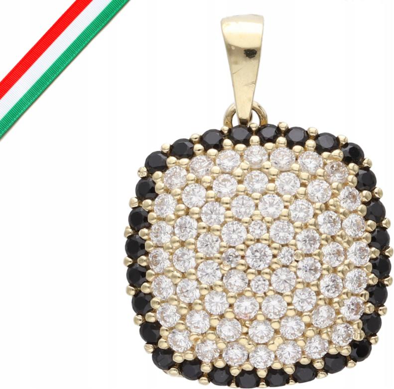 Zlatý přívěsek 585 čtverec ve dvou barvách, moderní vzor 14k na obrázku