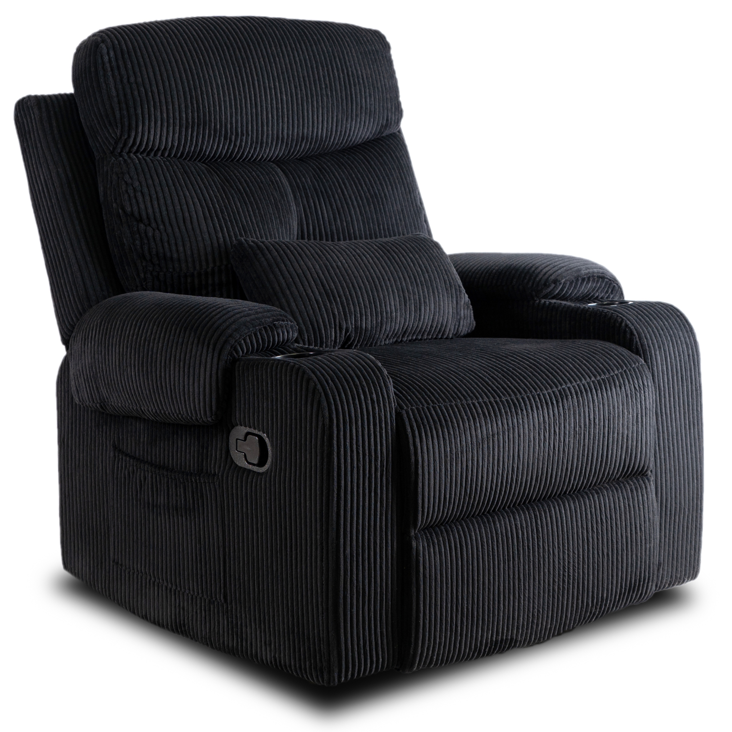 Černé rozkládací křeslo s čalouněním pro spaní v obývacím pokoji Torres