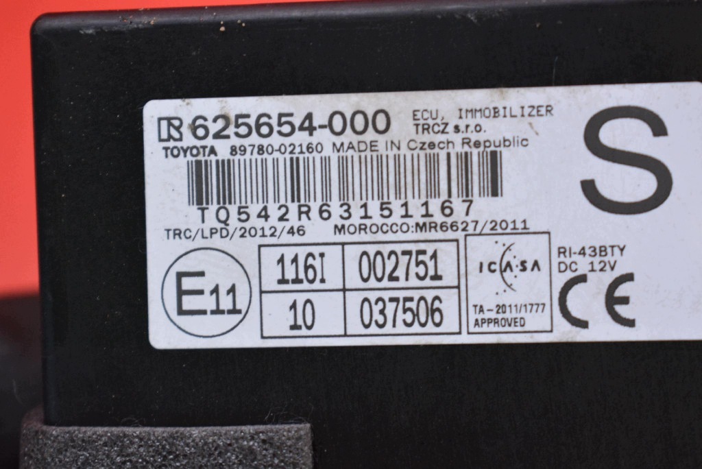 control unit module IMMO 89780-02160 TOYOTA COROLLA E18 1.6 VALVEMATIC 132 KM